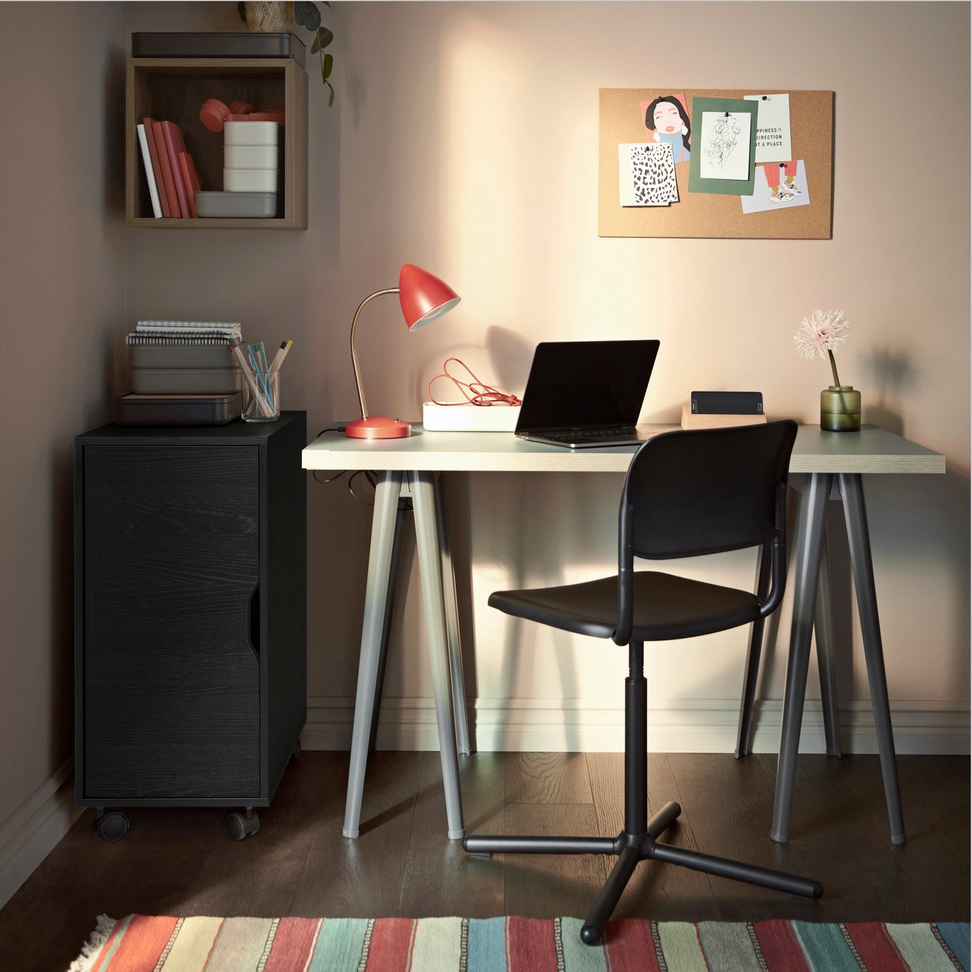 IKEA ALEX förvaringsmöbel på hjul, svartbrun/svart, 36x76 cm