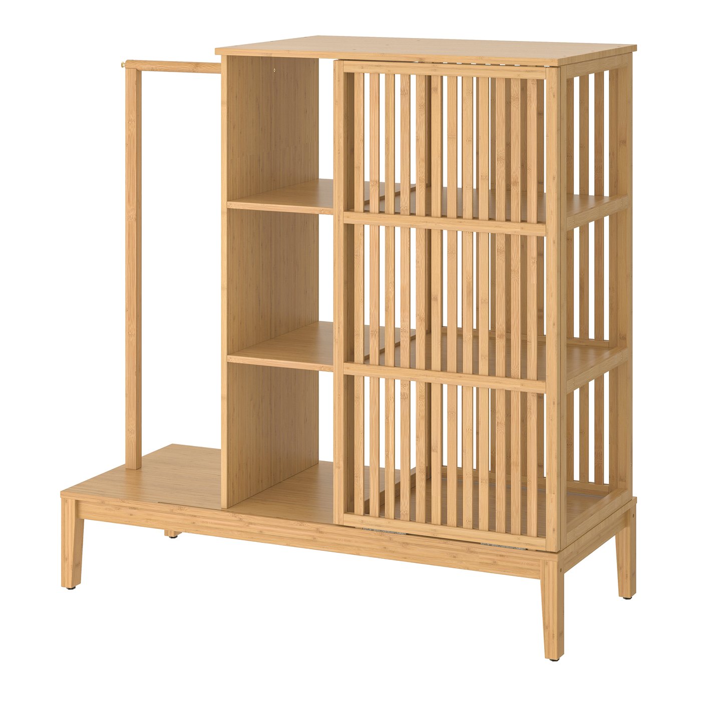 IKEA NORDKISA öppen garderob med skjutdörr, bambu, 120x123 cm