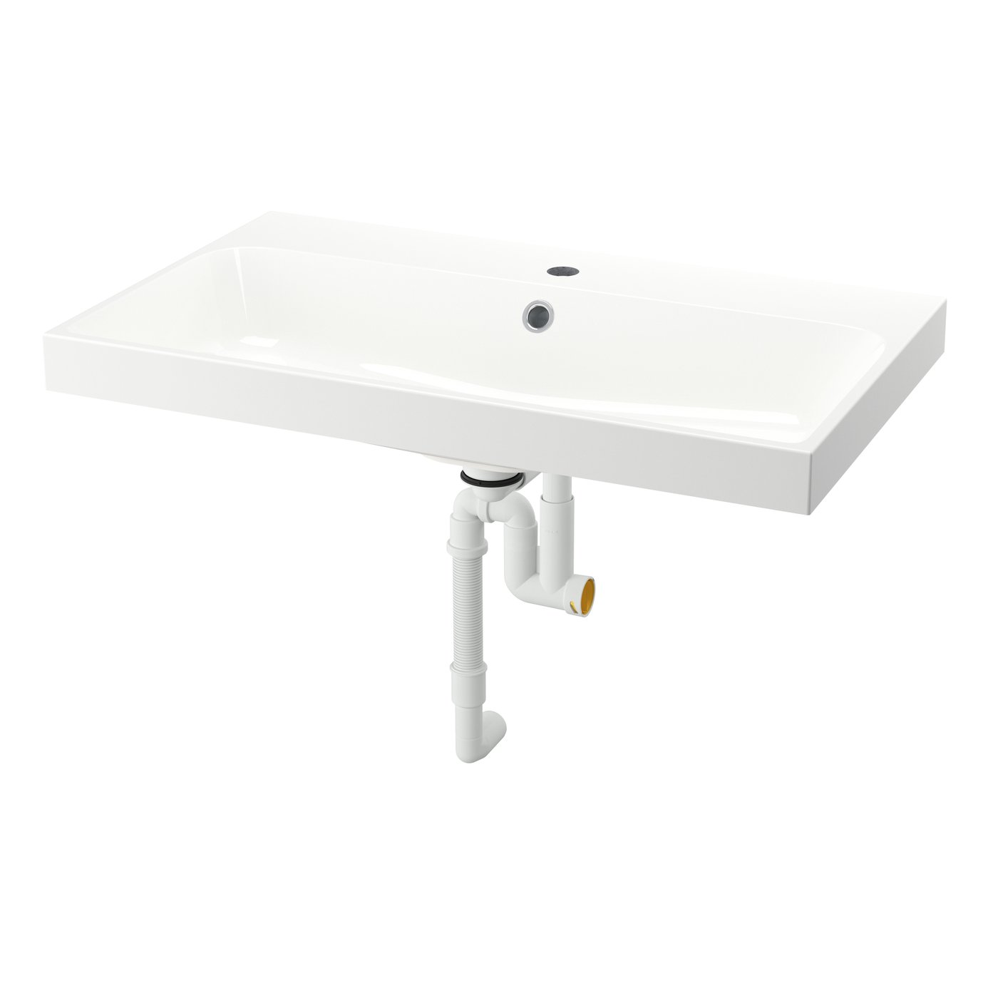 IKEA BACKSJÖN tvättställ med vattenlås, vit, 80x48 cm
