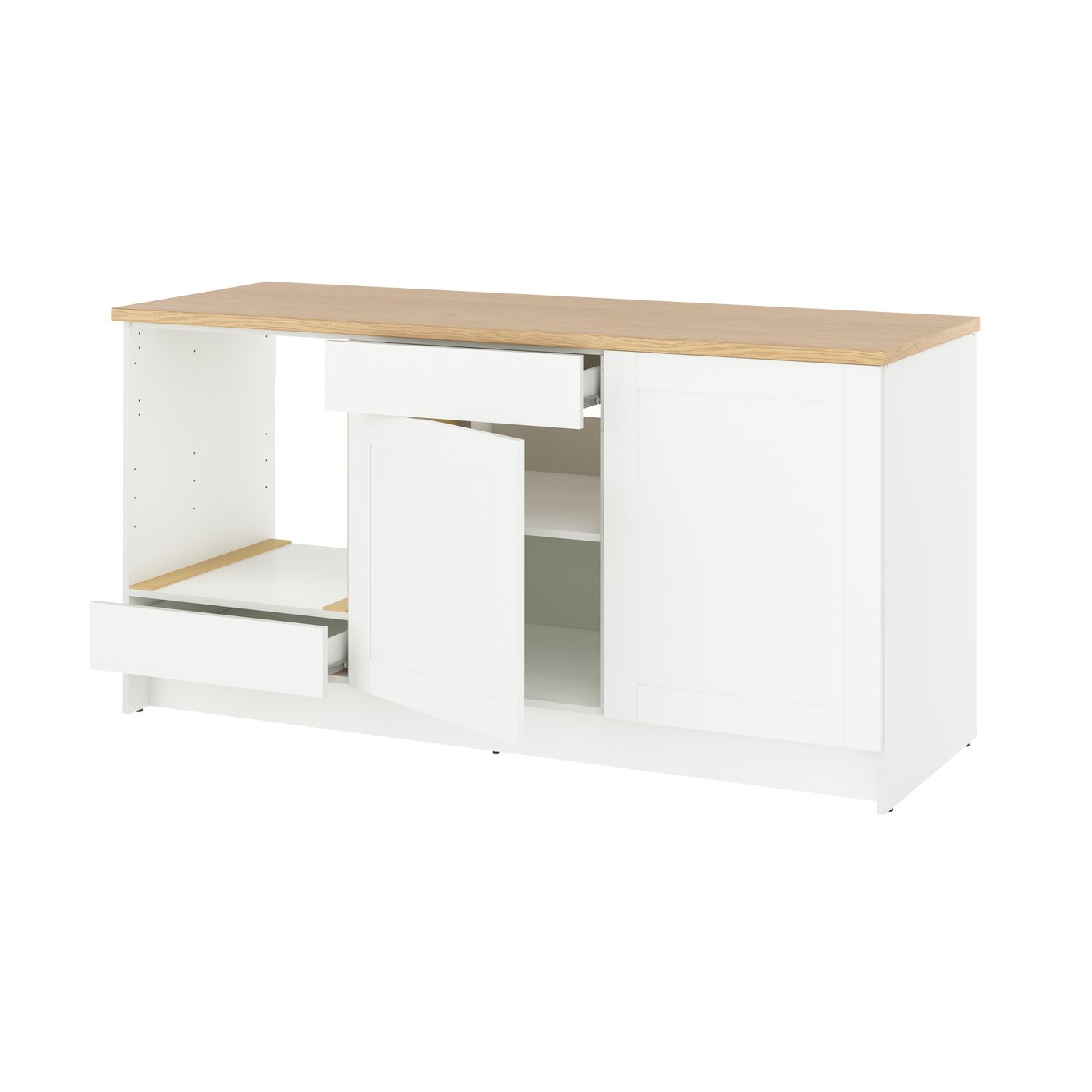 IKEA KNOXHULT bänkskåp med dörrar och låda, vit ram, 180 cm