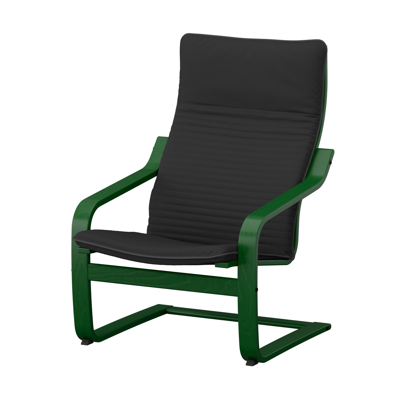 IKEA POÄNG fåtölj, mörkgrön/knisa svart