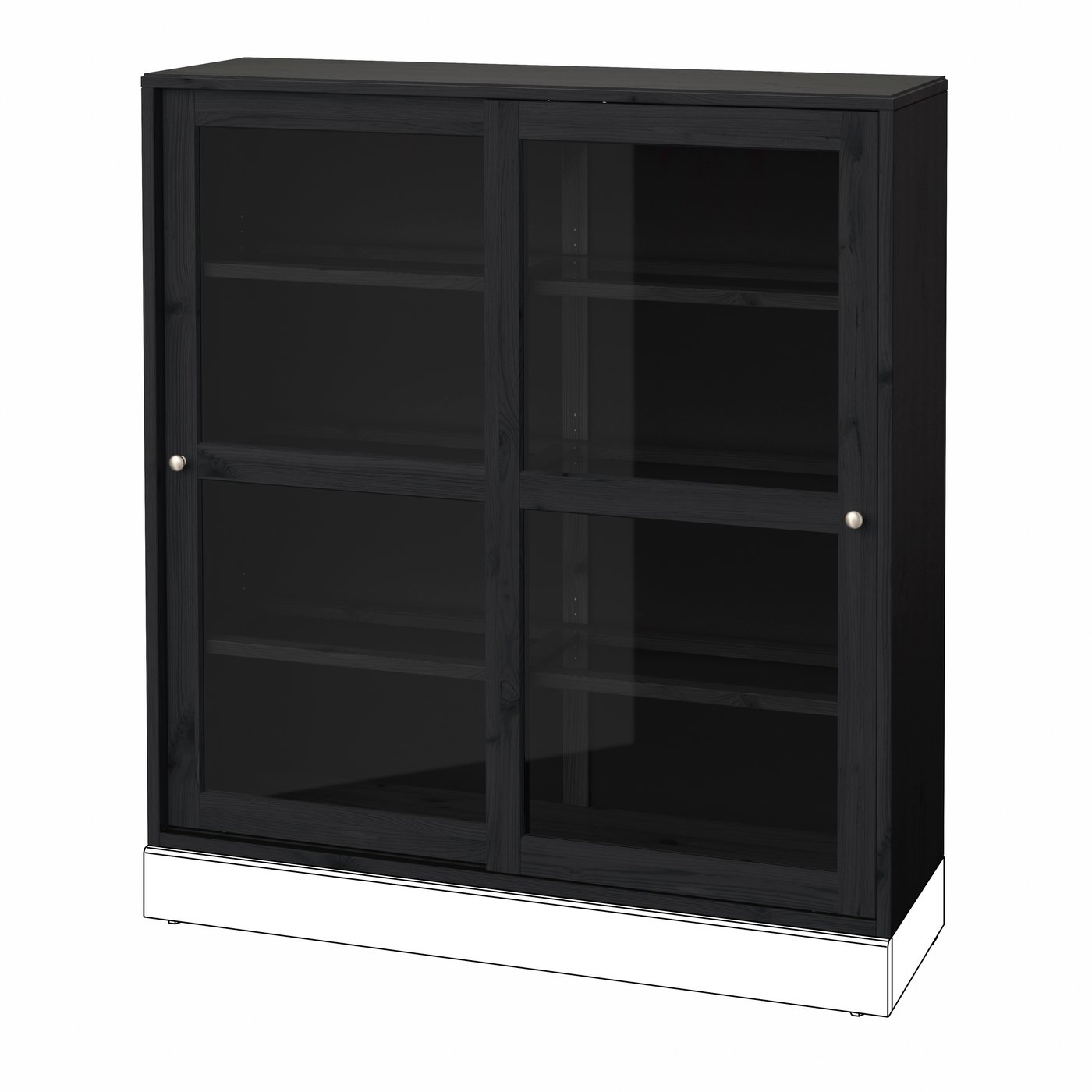 IKEA HAVSTA vitrinskåp, svart, 121x35x123 cm