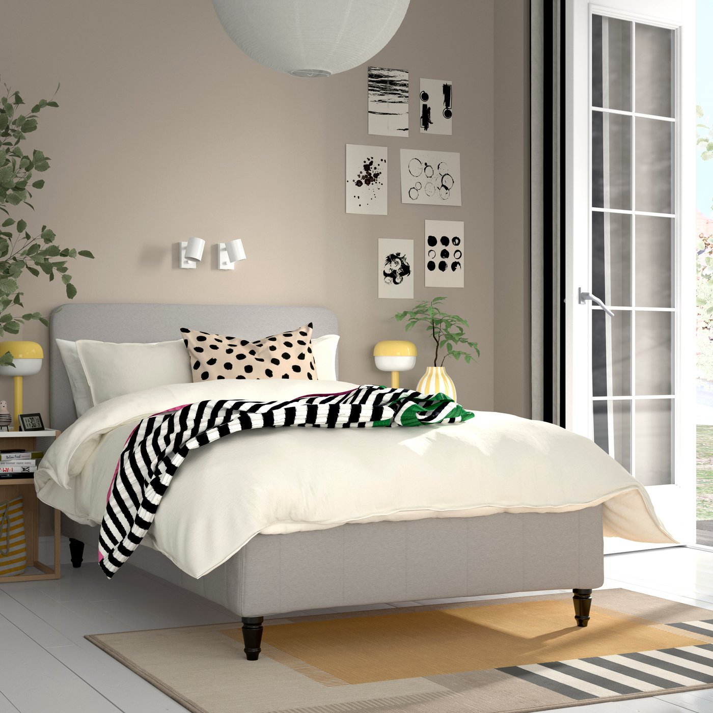 IKEA RÅHOLMAR resårbtn m pocketresårkärna 5 zoner, inkl ben och sänggavel fast/knisa ljusbeige, 120x200 cm