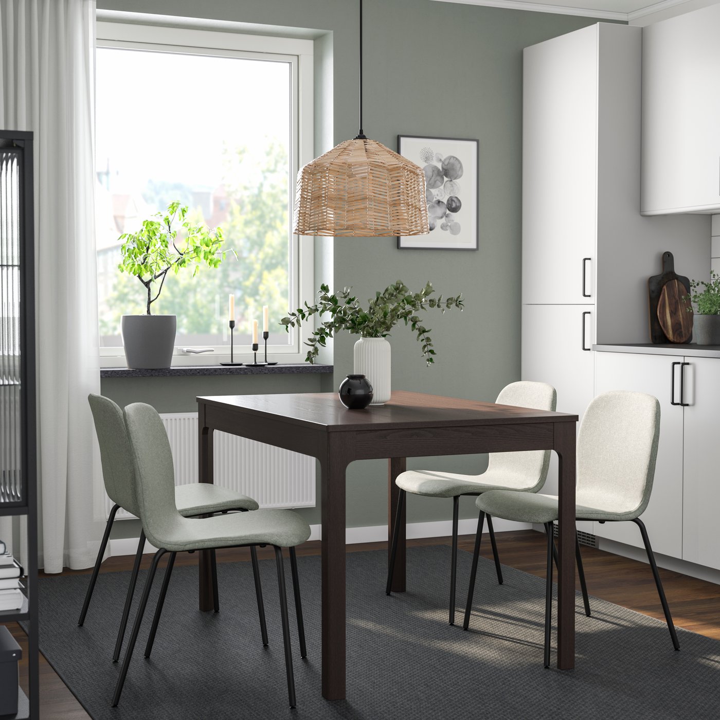 IKEA KARLPETTER stol, gunnared ljusgrön/sefast svart