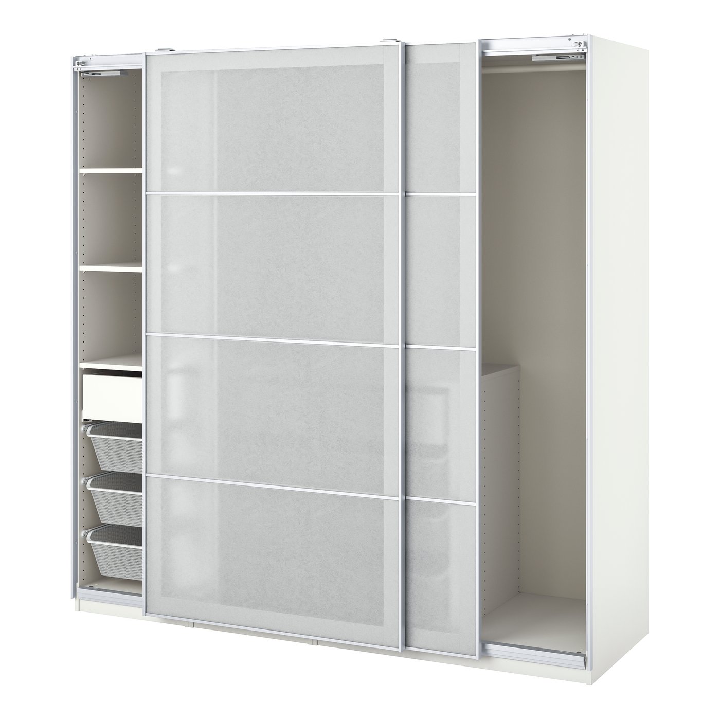 IKEA PAX / SVARTISDAL garderobskombination, vit/vit papperseffekt, 200x66x201 cm