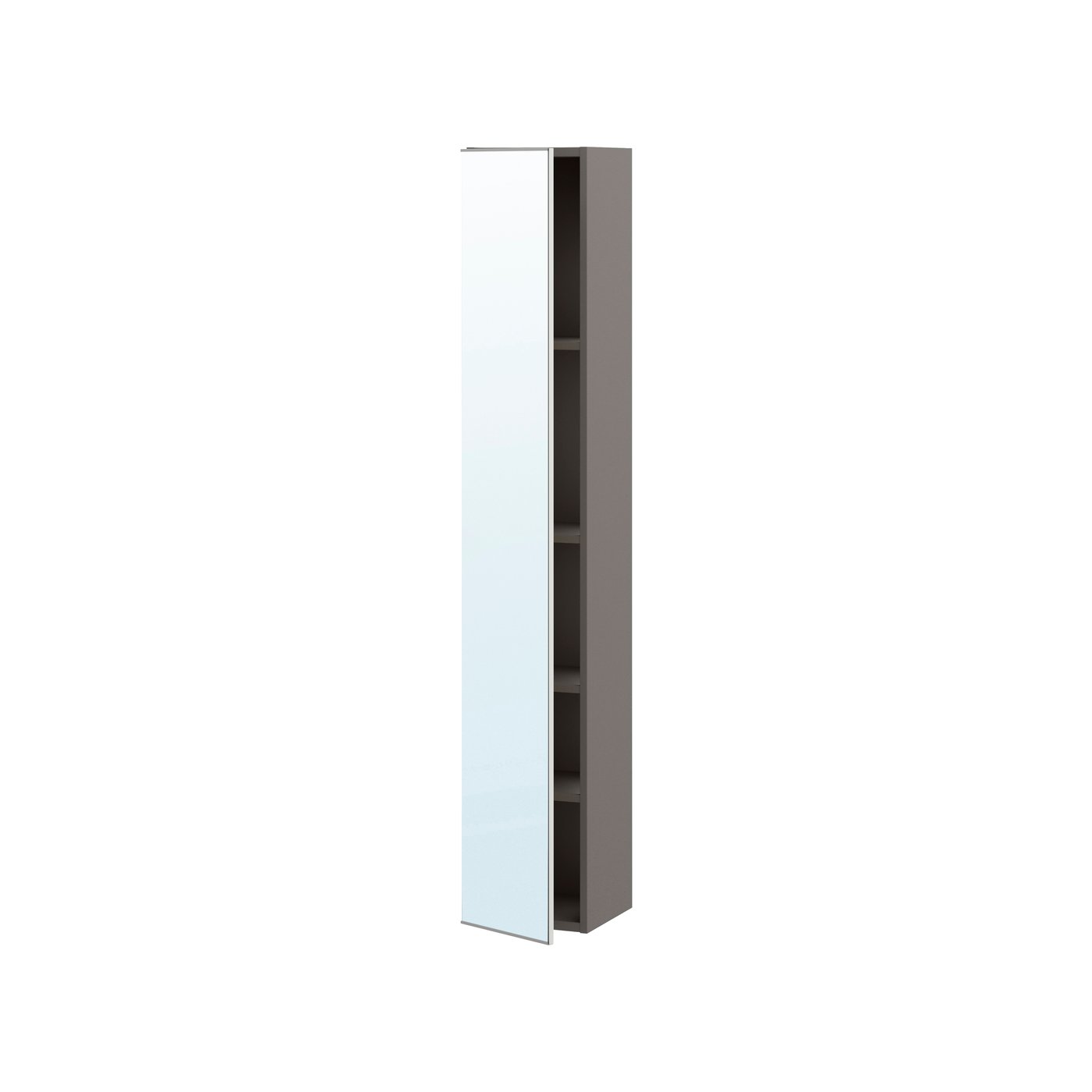 IKEA ENHET högskåp m 4 hyllplan/dörr, grå/spegelglas, 30x32x180 cm