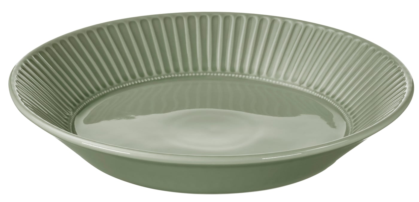 IKEA STRIMMIG serveringsfat, stengods blek grågrön, 29 cm