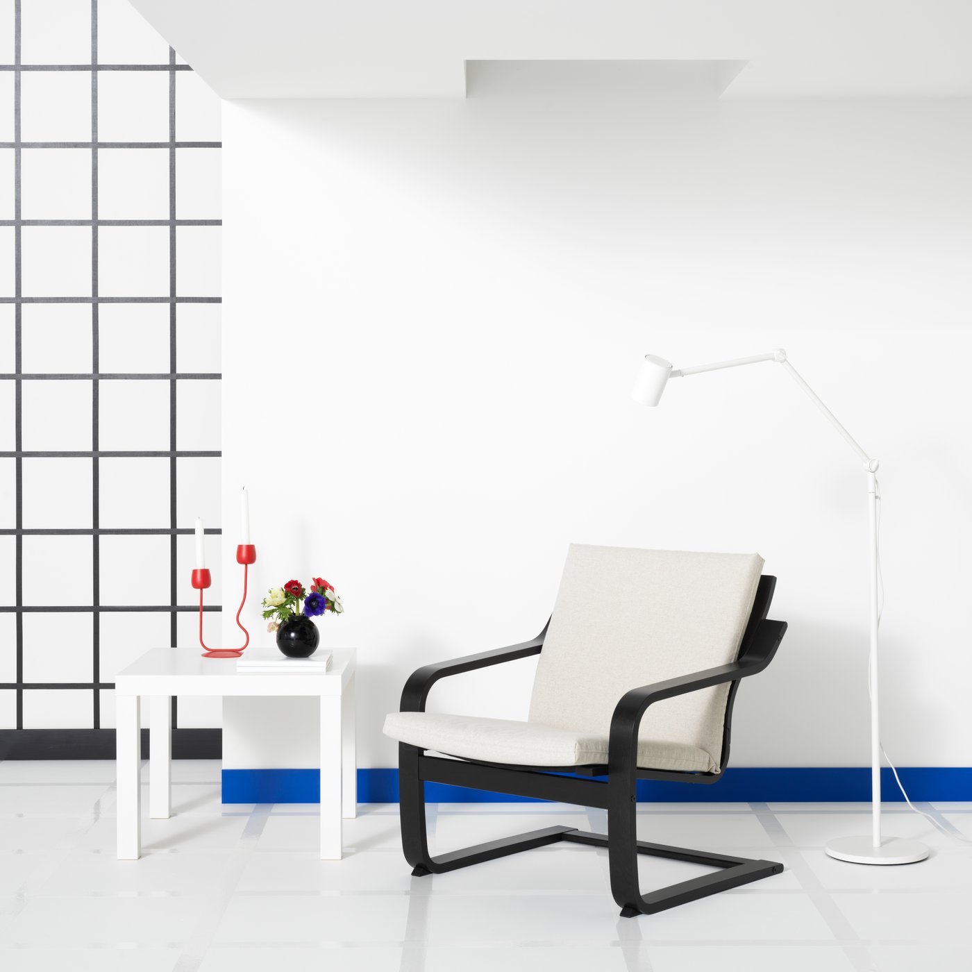 IKEA POÄNG fåtölj med låg rygg, svartbrun/katorp naturfärgad/beige