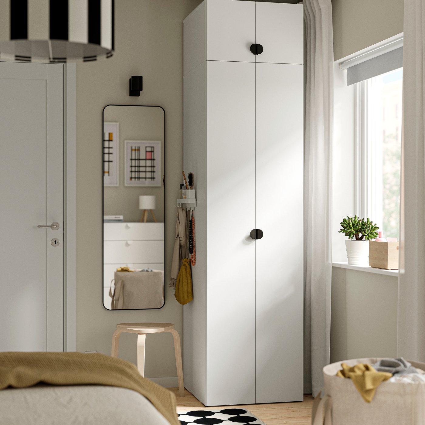 IKEA LASTARE garderobskombination, vit/med förhöjningsdel, 60x62x237 cm