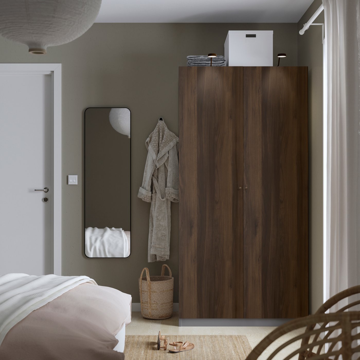 IKEA PAX / STORKLINTA garderobskombination, mörkgrå/mörkbrun betsad ekeffekt, 100x60x201 cm