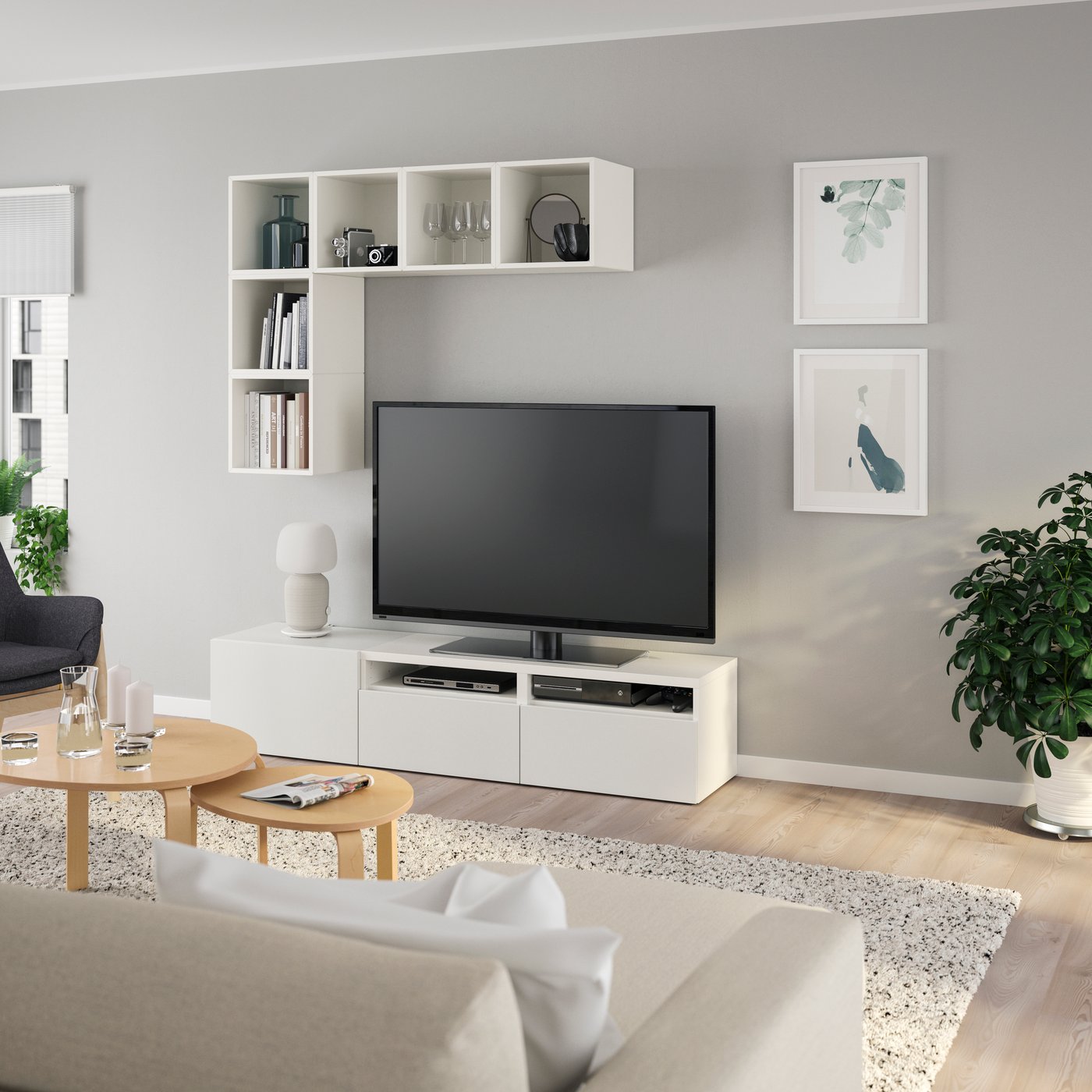IKEA BESTÅ / EKET skåpkombination för tv, vit, 180x42x170 cm