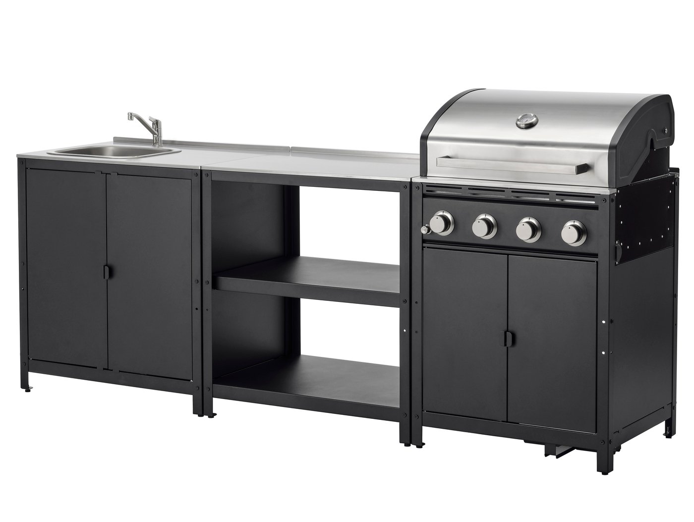 IKEA GRILLSKÄR utekök, rostfritt stål, 244x61 cm