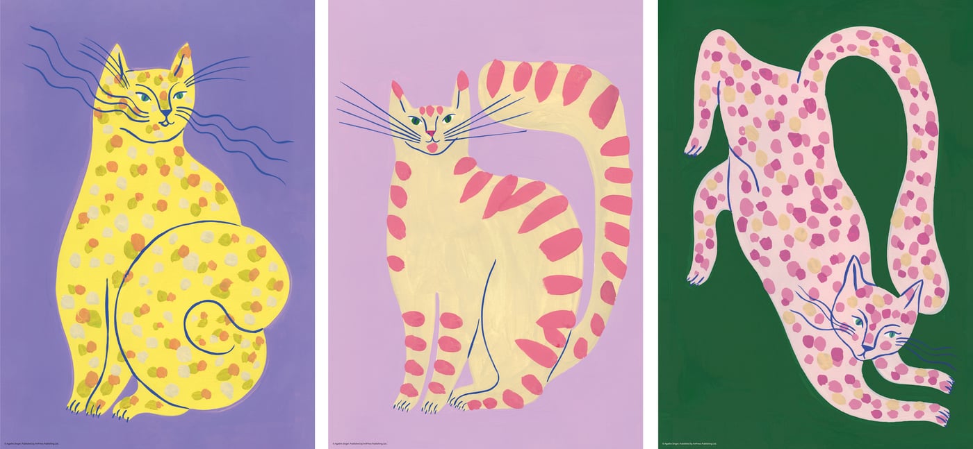 IKEA BILD poster, färgglada katter, 21x30 cm, bild