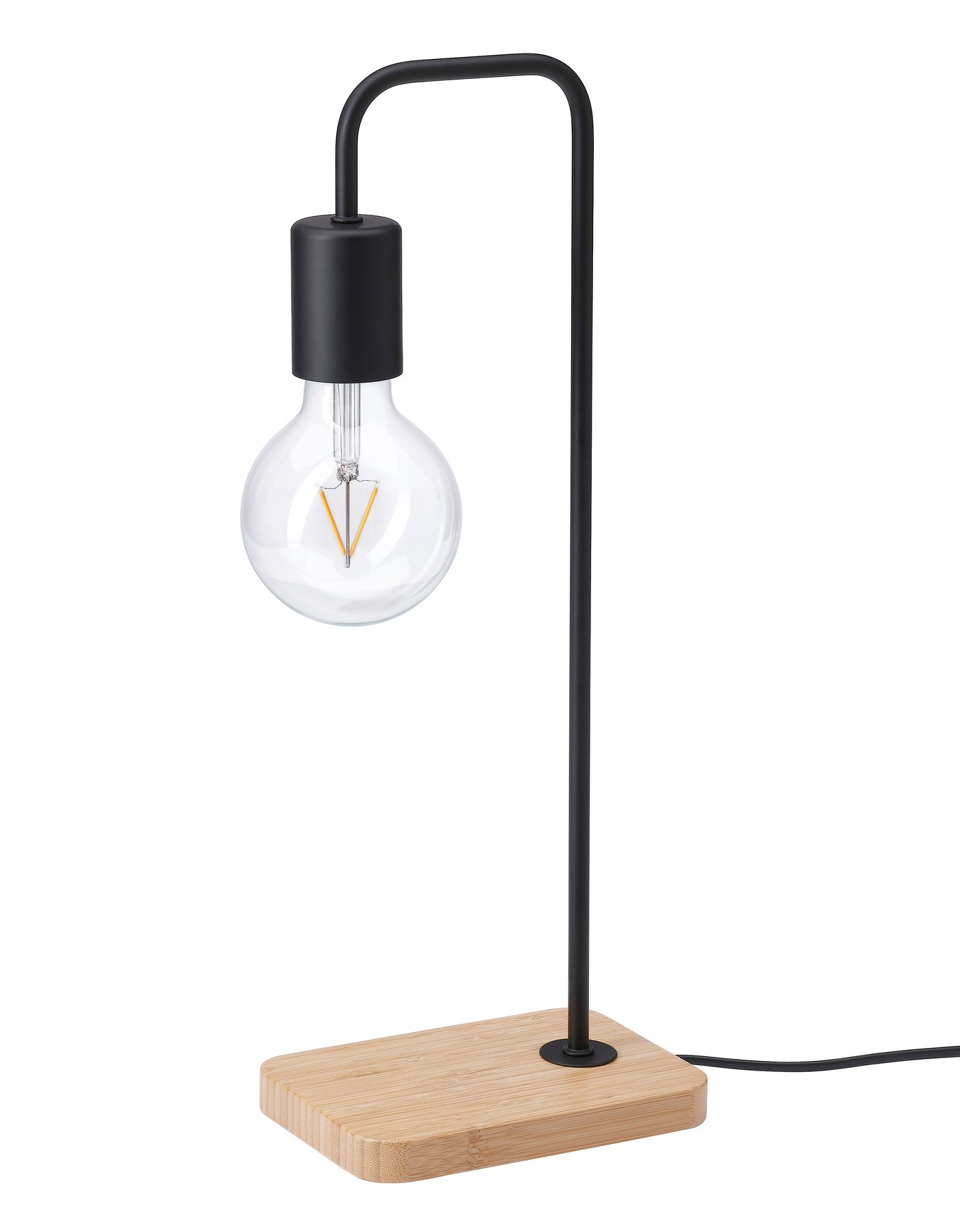 IKEA TVÄRHAND bordslampa, svart/bambu