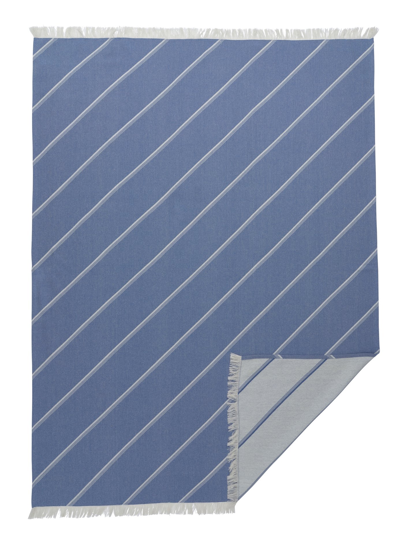 IKEA SOLUPPGÅNG pläd, dubbelsidig blå/off-white, 130x170 cm