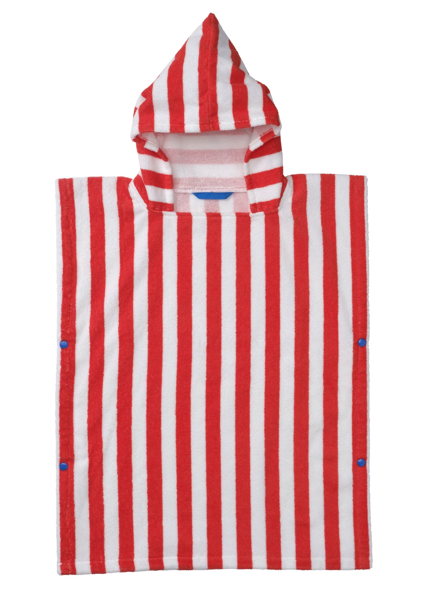 IKEA SKOGSSALLAT badponcho med huva, röd/vit/randig, 55x70 cm