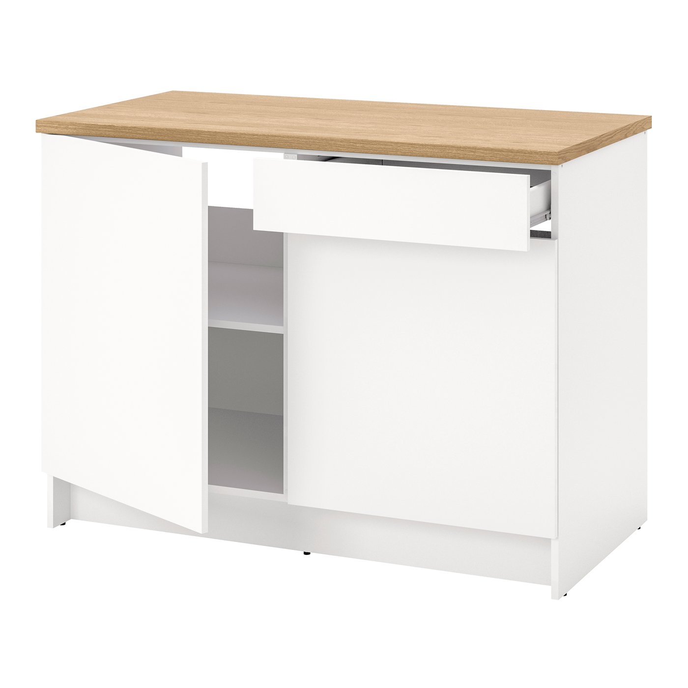 IKEA KNOXHULT bänkskåp med dörrar och låda, vit, 120 cm