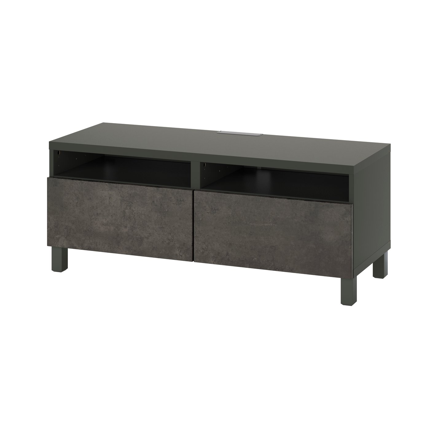 IKEA BESTÅ tv-bänk med lådor, mörkgrå/kallviken/stubbarp mörkgrå, 120x42x48 cm