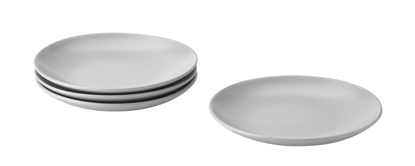 IKEA FÄRGKLAR assiett, matt yta ljusgrå, 20 cm