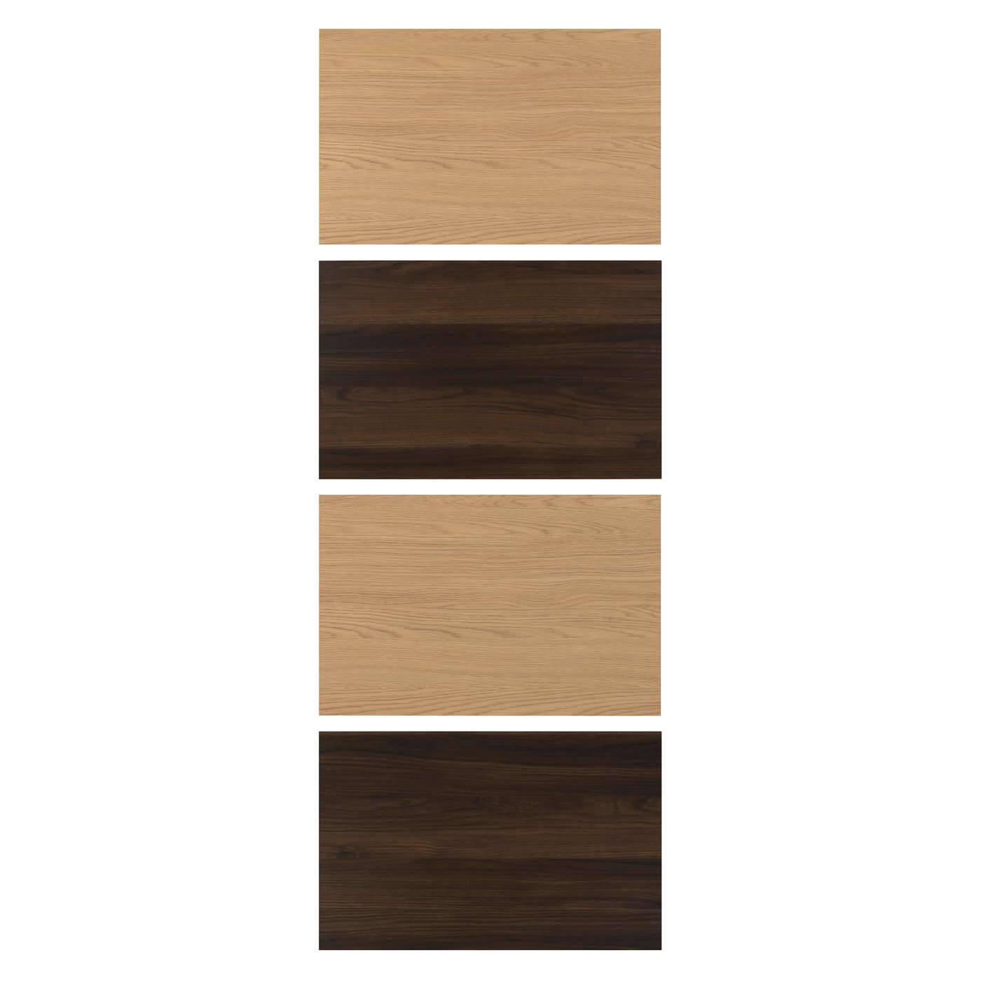 IKEA MEHAMN 4 paneler till ram för skjutdörr, mörkbrun ekmönstrad/ekmönstrad, 75x201 cm