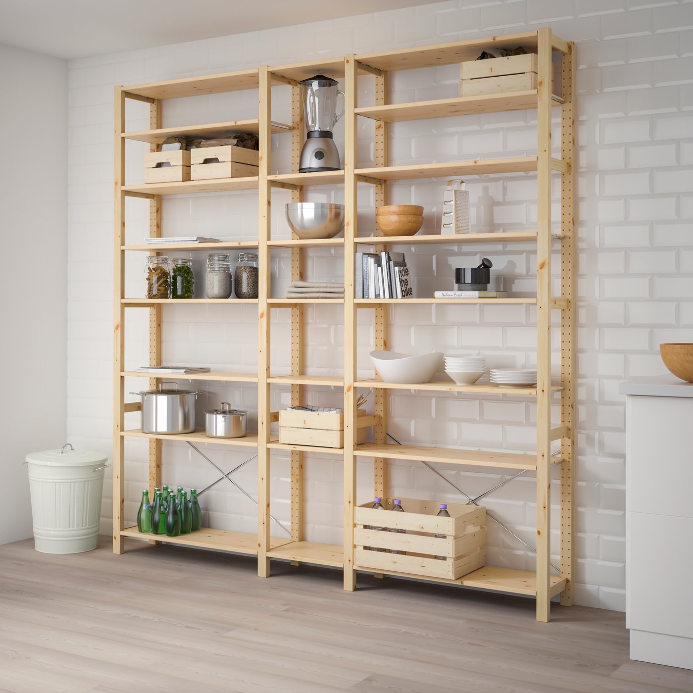 IKEA IVAR 3 sektioner/hyllor, furu, 219x30x226 cm