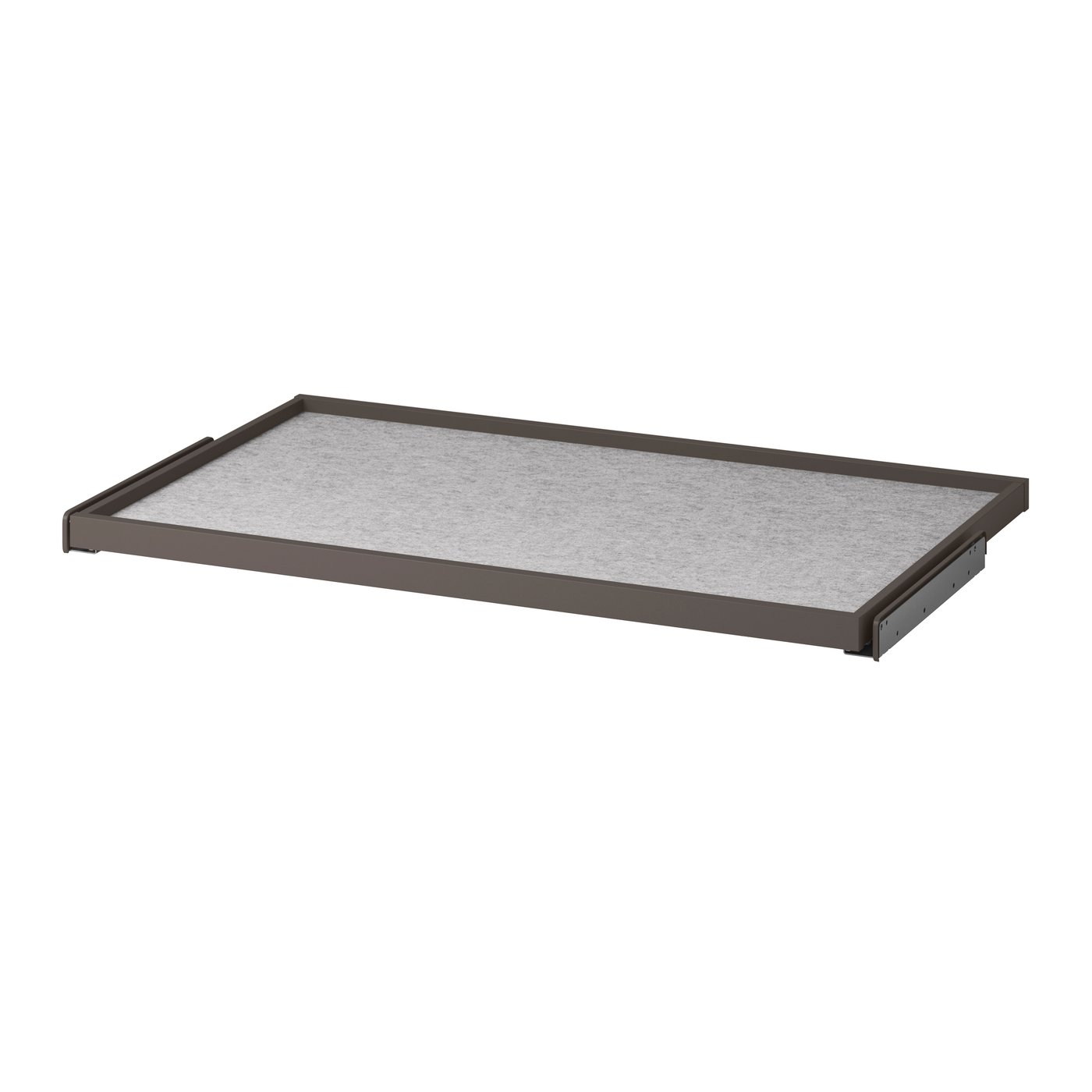 IKEA KOMPLEMENT utdragbart hyllplan med lådmatta, mörkgrå/ljusgrå, 100x58 cm