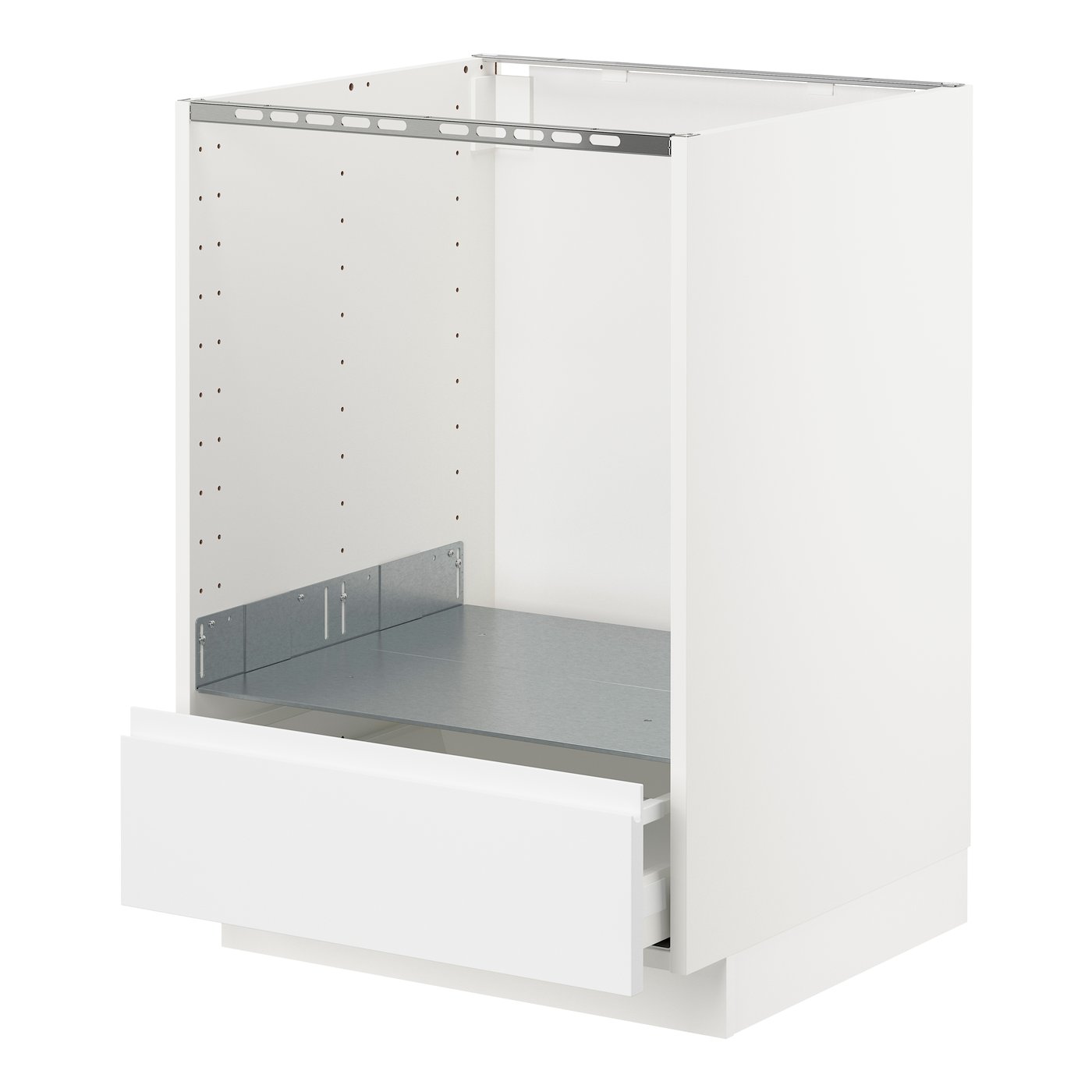 IKEA METOD / MAXIMERA bänkskåp för ugn med låda, vit/voxtorp matt vit, 60x60 cm