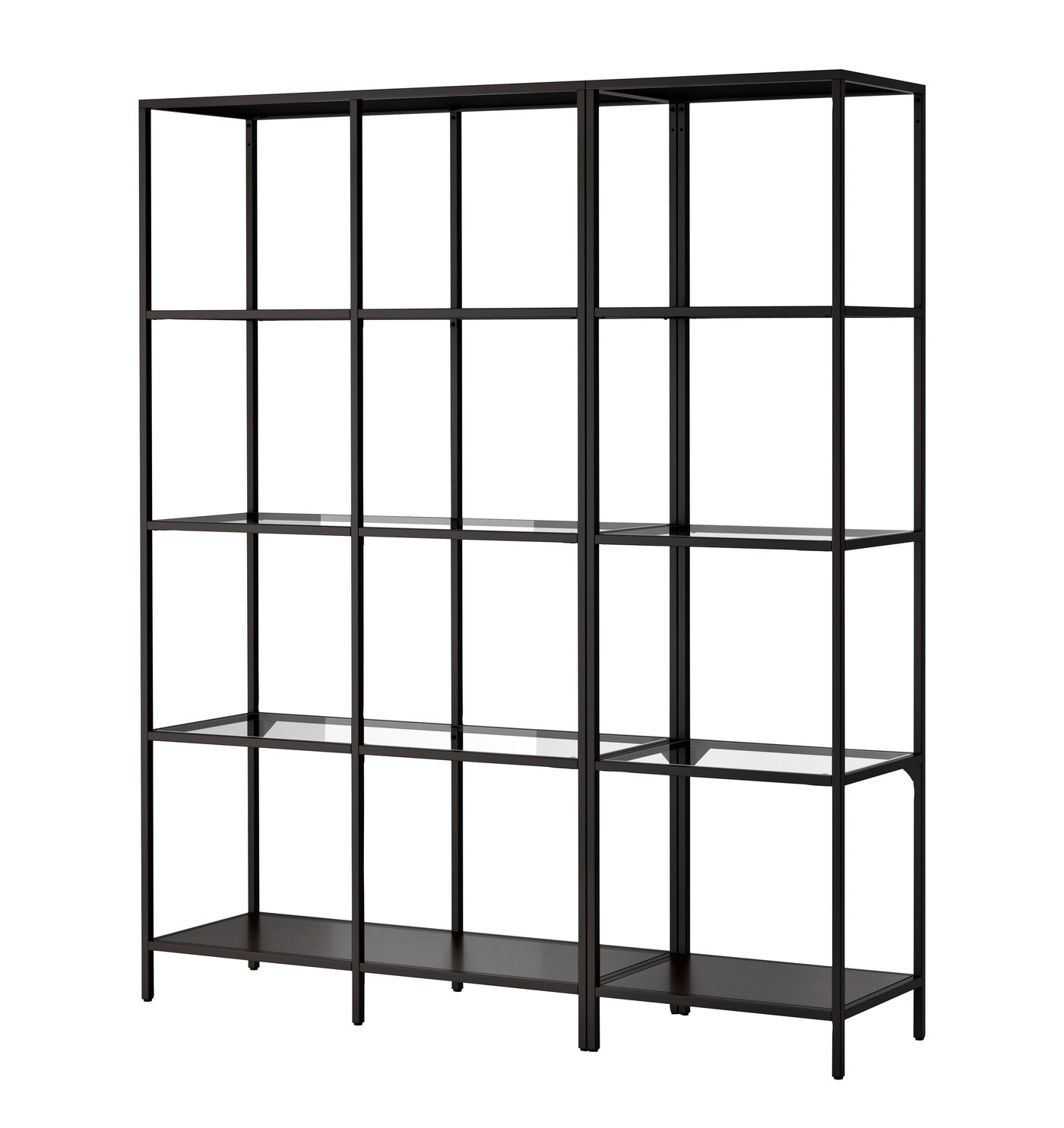IKEA VITTSJÖ förvaring, svartbrun/glas, 151x36x175 cm