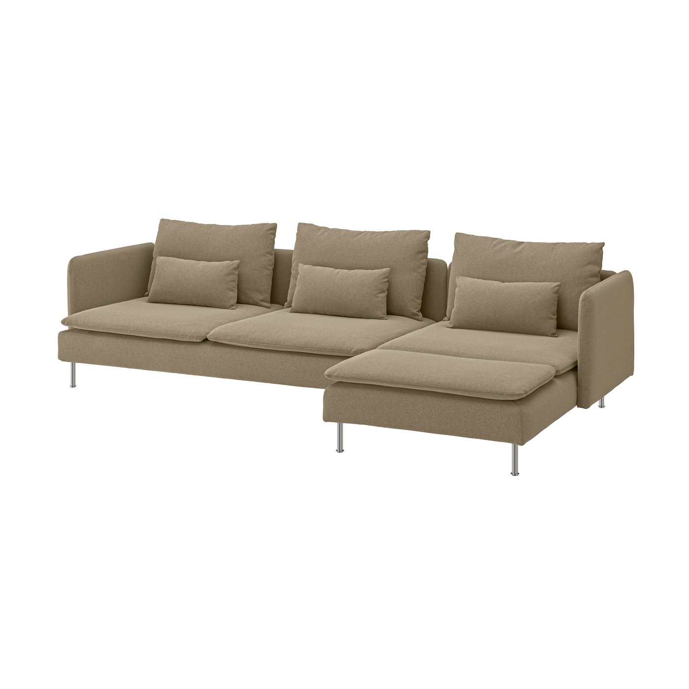 IKEA SÖDERHAMN 4-sitssoffa, med schäslong/johanneshov brun-beige