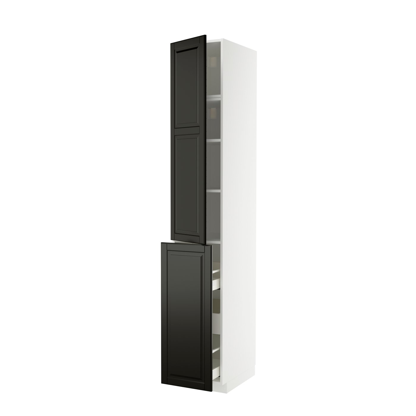IKEA METOD / MAXIMERA hs m utdrsfunk 3lådor/1dörr/2hpl, vit/bodbyn svart, 40x60x240 cm