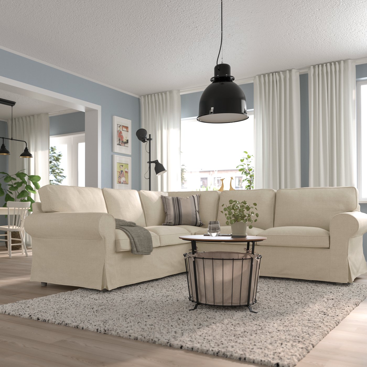IKEA EKTORP hörnsoffa, 4-sits, kilanda ljusbeige