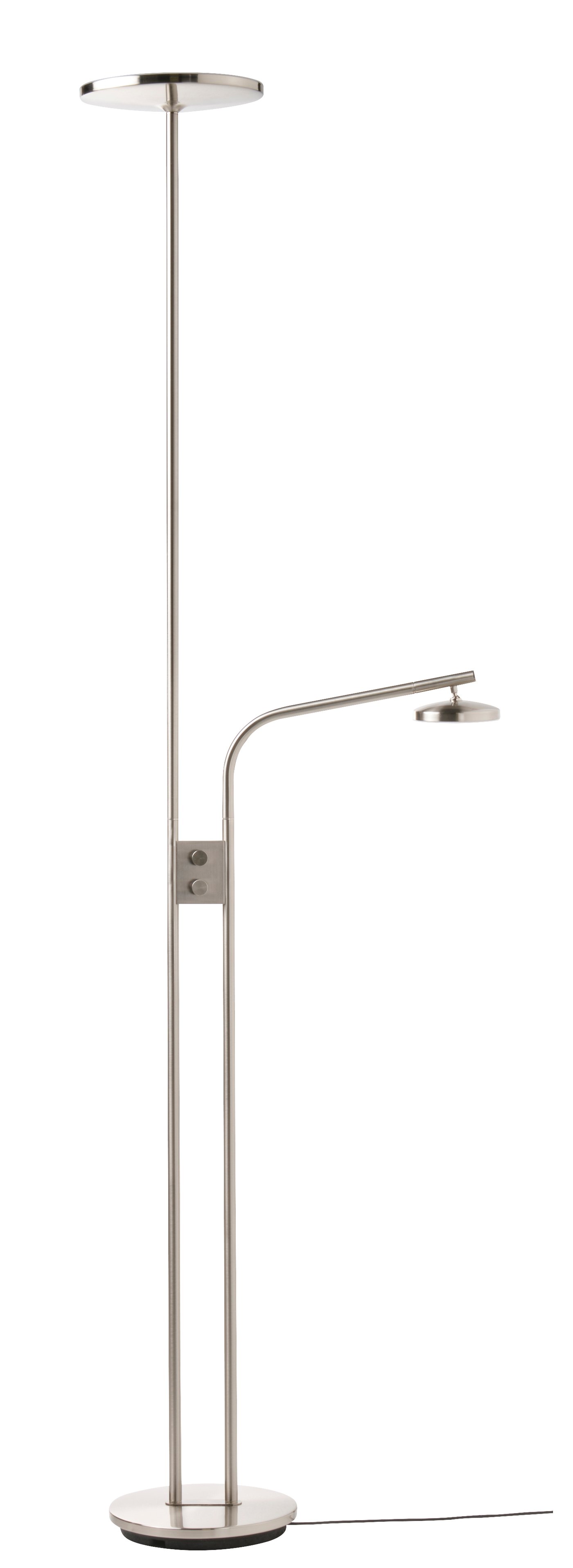 IKEA ISJAKT LED golvlampa uppljus/läslampa, dimbar/förnicklad, 180 cm
