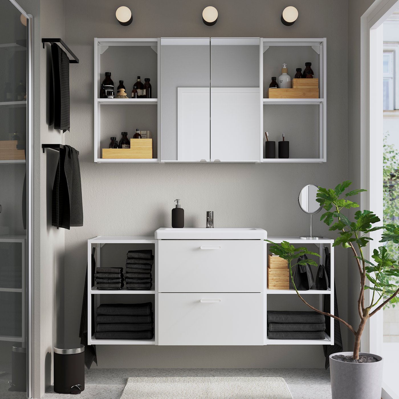 IKEA ENHET badrum, vit, 140x43x65 cm