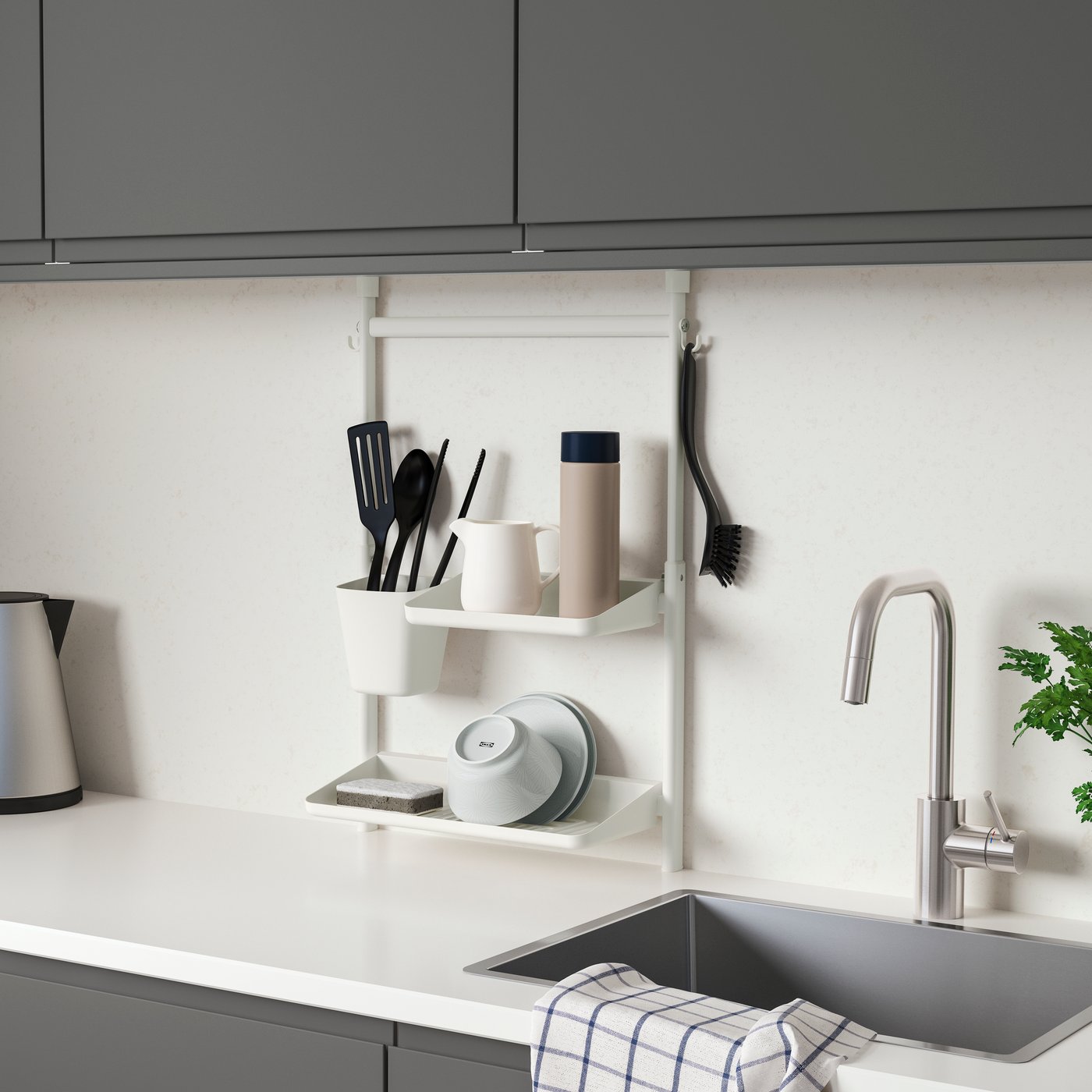 IKEA SUNNERSTA set med köksförvaring, borrfri/hpl/diskställ/behållare