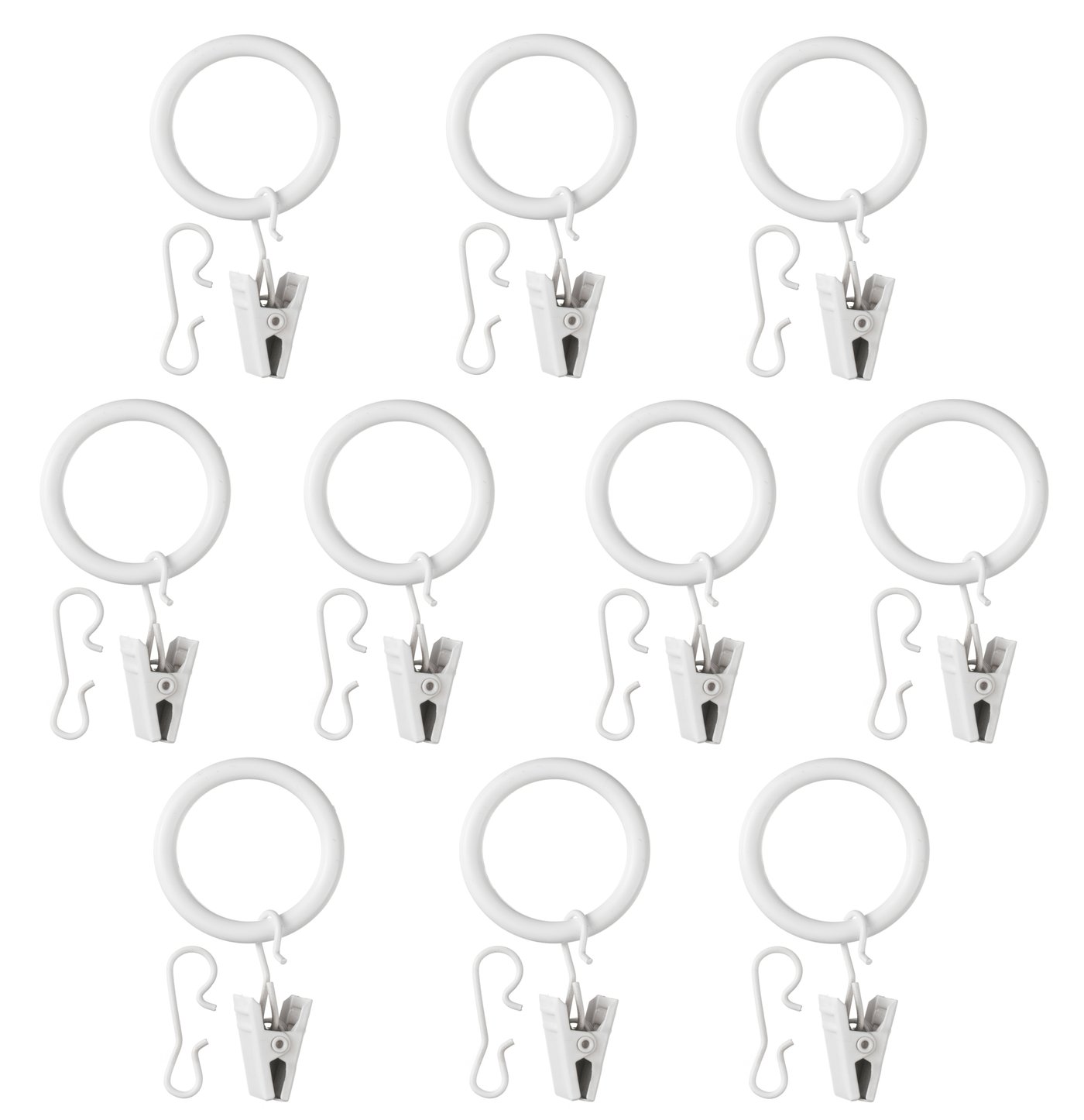 IKEA SYRLIG gardinring med klämma och krok, vit, 25 mm