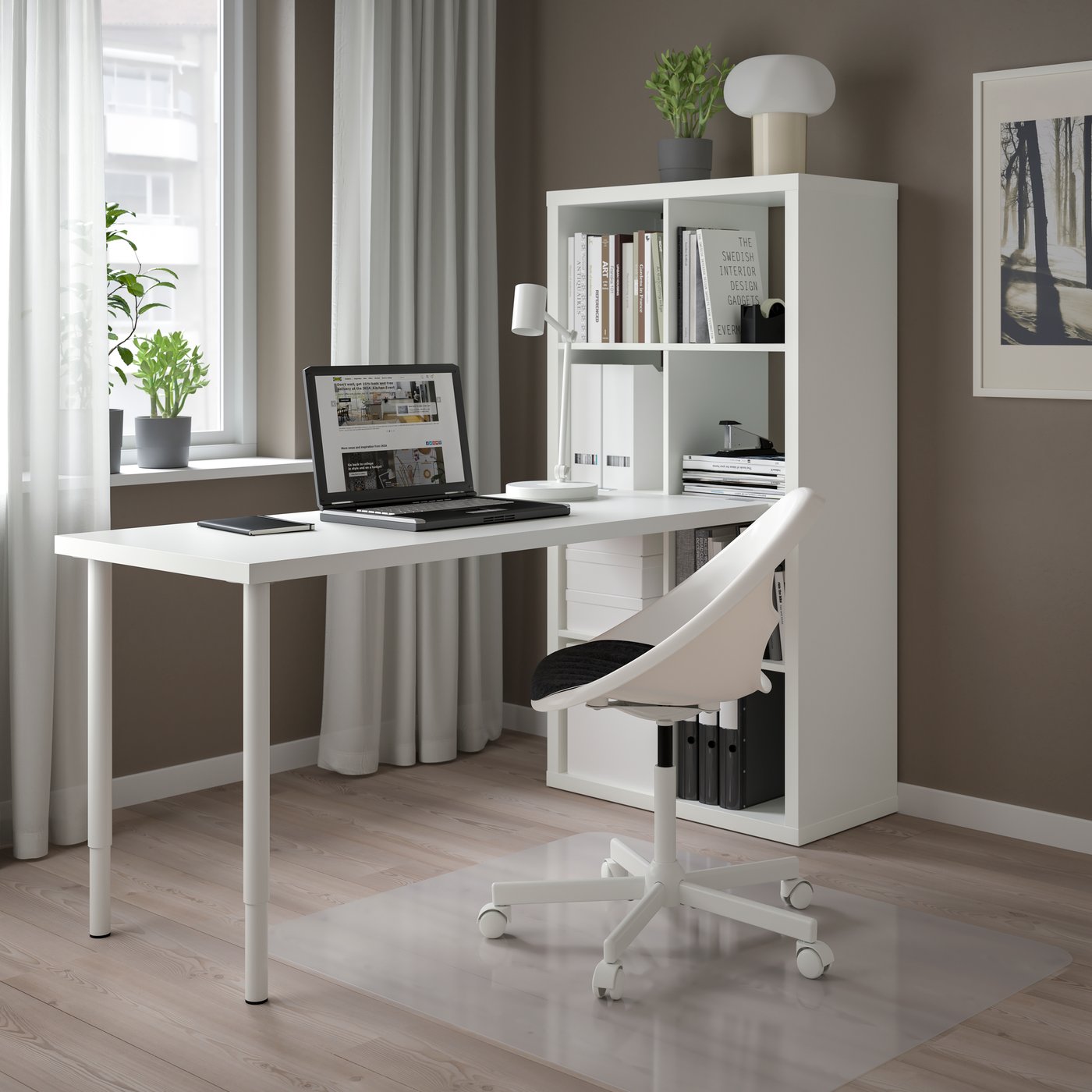IKEA KALLAX / LAGKAPTEN bordskombination, vit, 77x179x147 cm