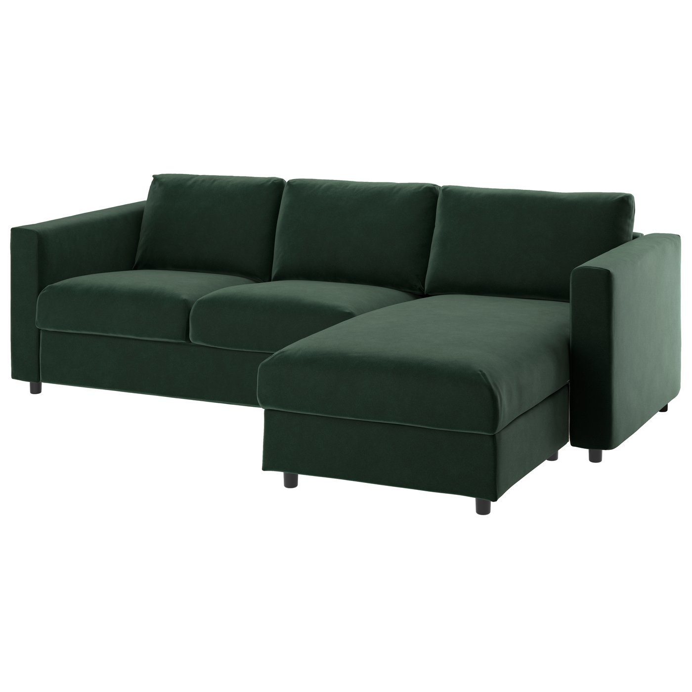 IKEA VIMLE klädsel till 3-sitssoffa, med schäslong/djuparp mörkgrön