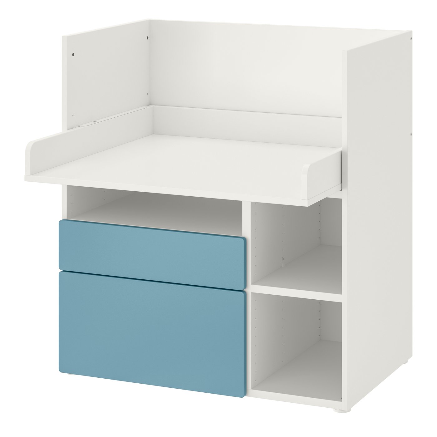 IKEA SMÅSTAD skrivbord, vit blå/med 2 lådor, 90x79x100 cm
