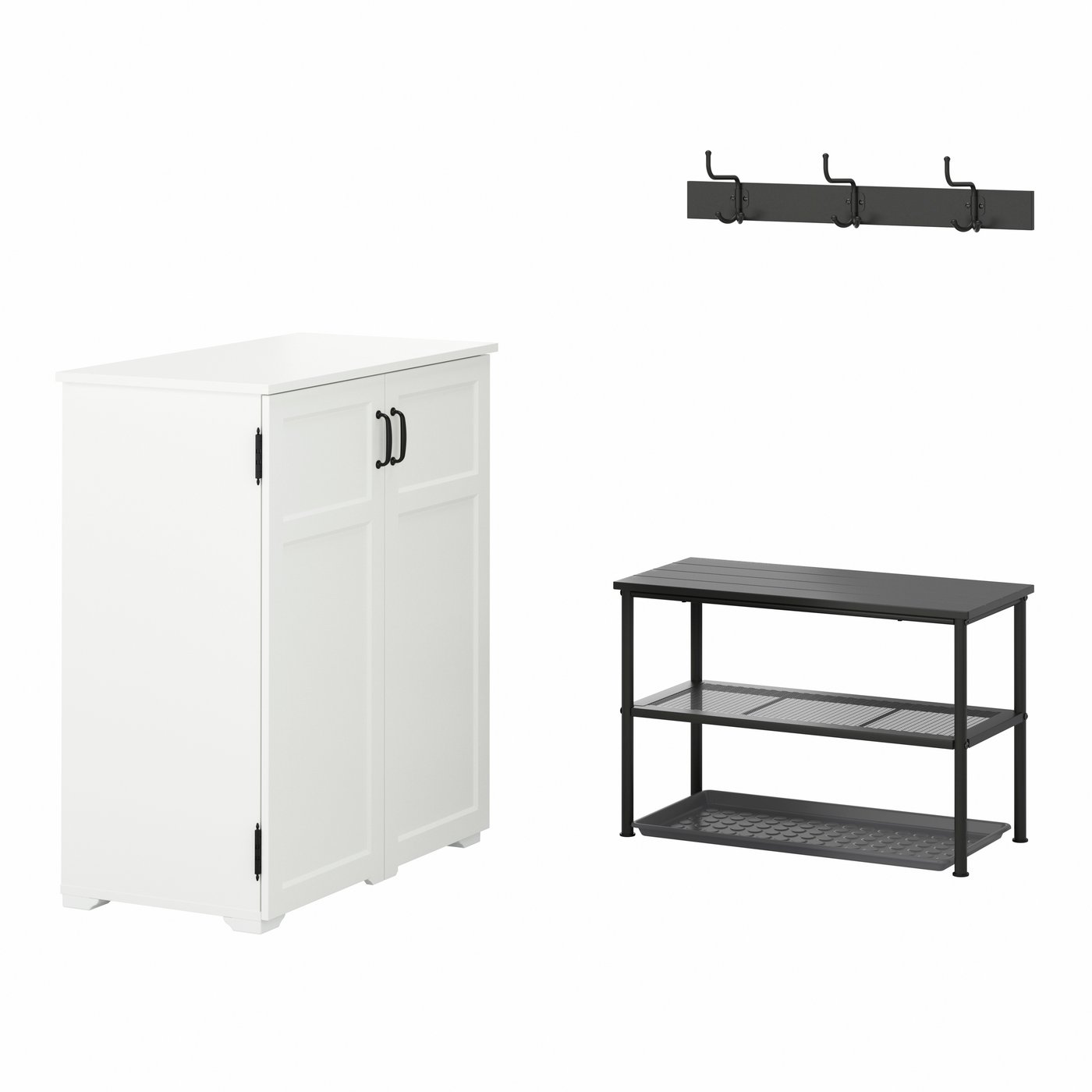 IKEA GREÅKER / NIPÅSEN hallmöbler, set om 4, vit/svart