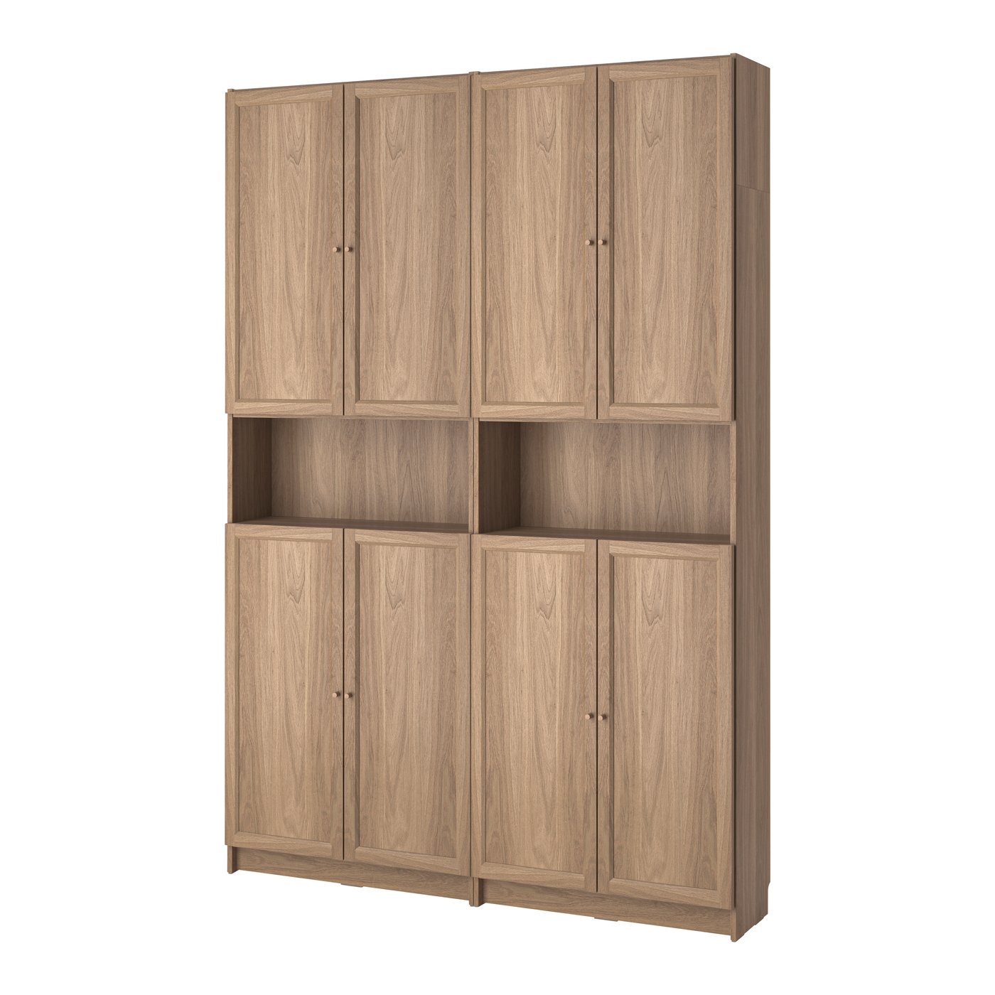 IKEA BILLY / OXBERG bokhylla med överhylla/dörrar, ekmönstrad, 160x30x237 cm
