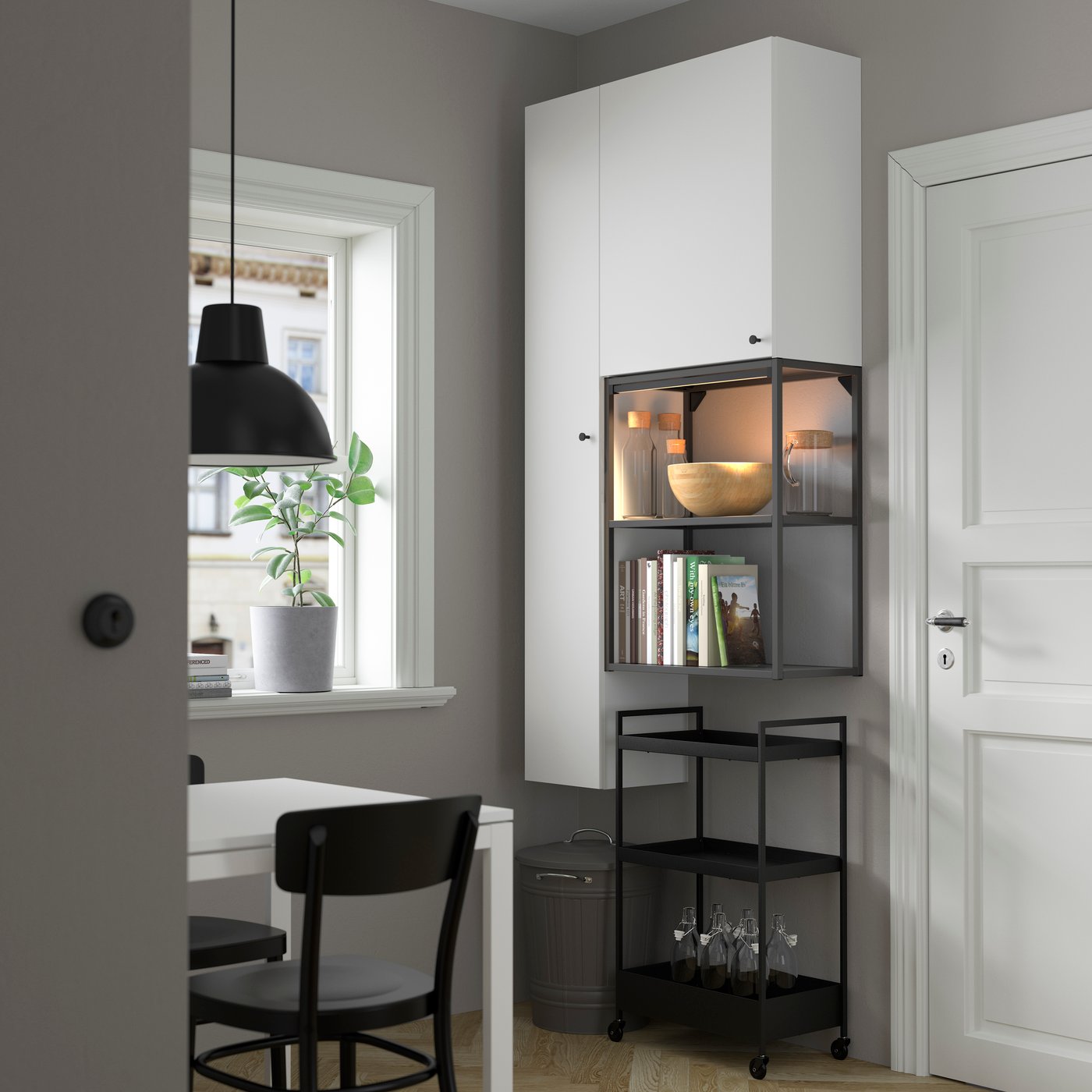 IKEA ENHET förvaringskombination, antracit/vit, 90x32x180 cm