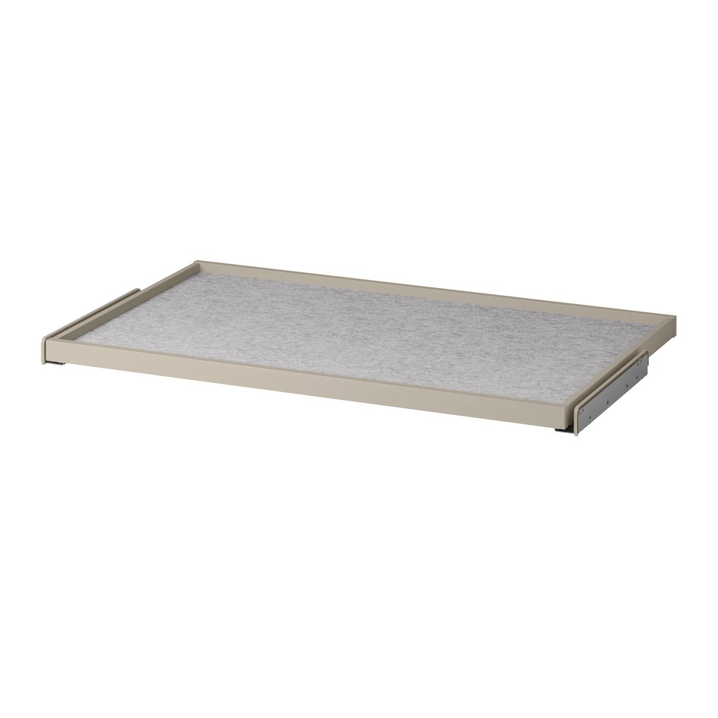 IKEA KOMPLEMENT utdragbart hyllplan med lådmatta, gråbeige/ljusgrå, 100x58 cm