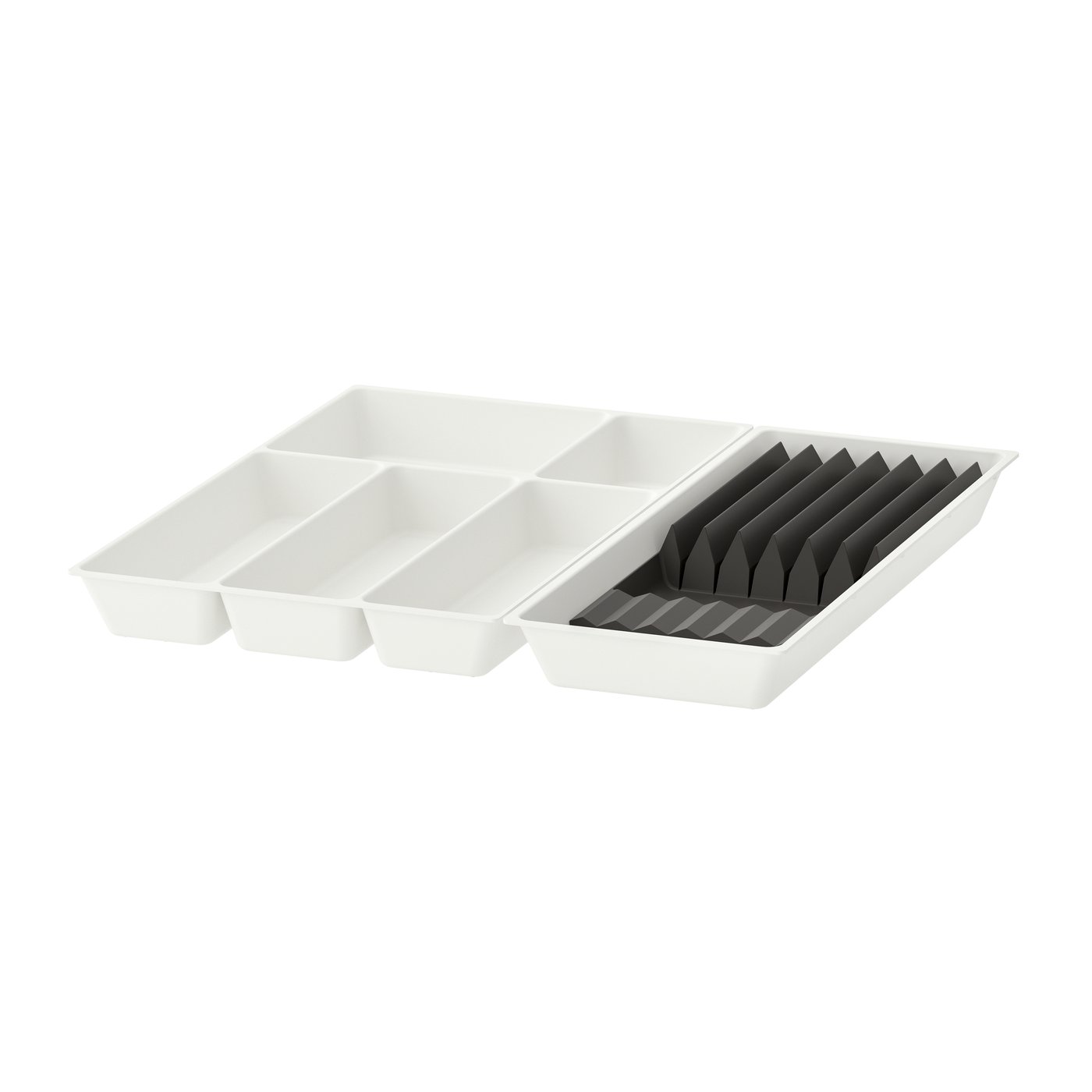IKEA UPPDATERA besticklåda/låda med knivfack, vit/antracit, 52x50 cm