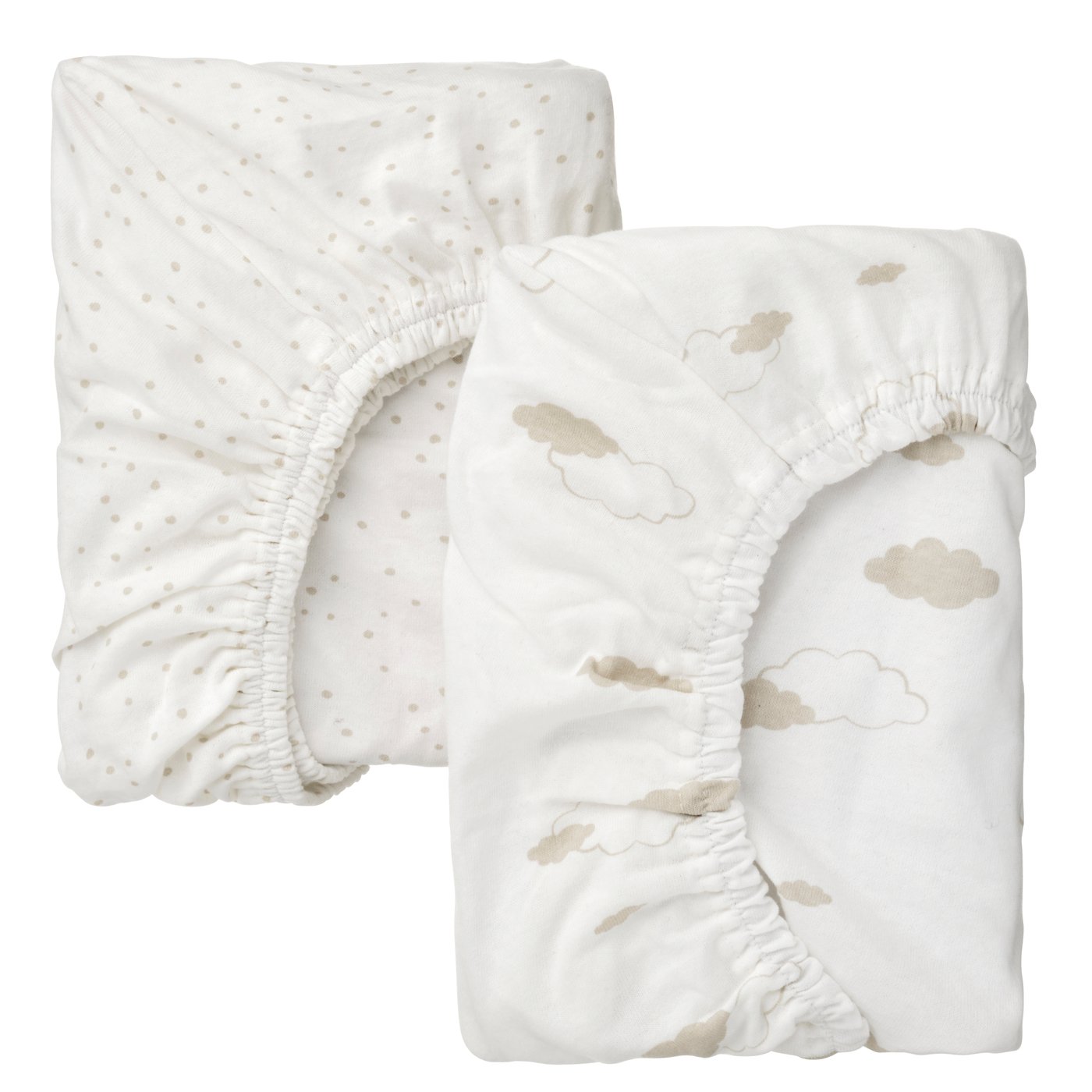 IKEA ÄLSKVÄRD dra på lakan för babykorg, moln/prickar/off-white, 41x75 cm, dra-på-lakan för babykorg
