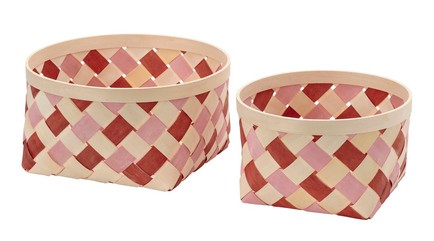 IKEA OMMJÄNGE korg set om 2, orange/rosa