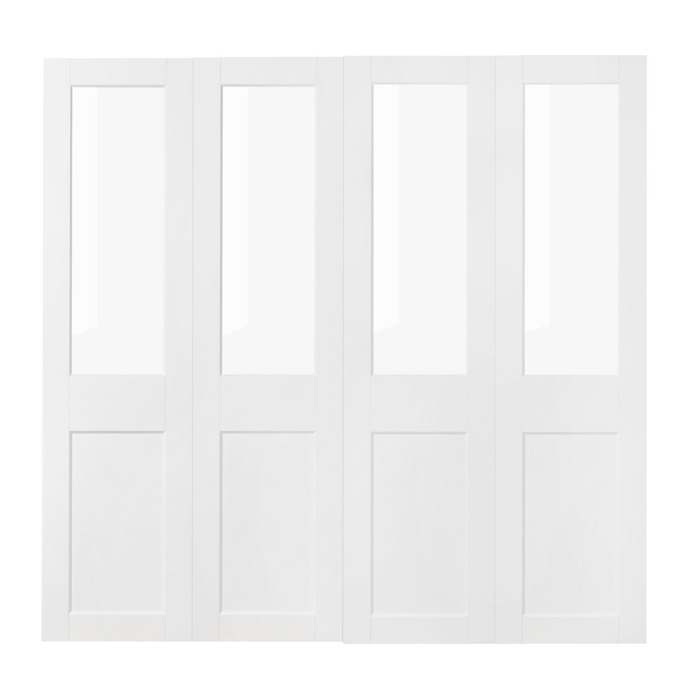 IKEA GRIMO skjutdörrpar, glas/vit, 200x201 cm