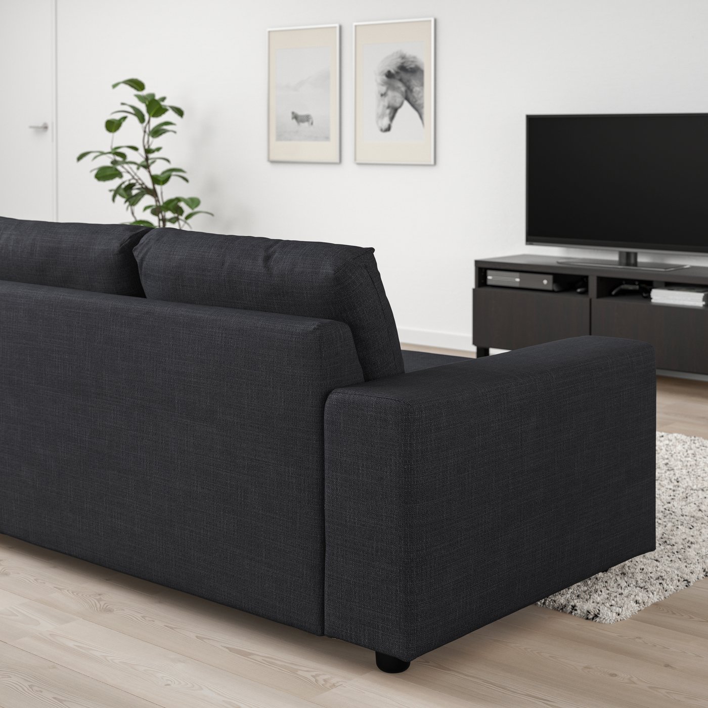 IKEA VIMLE 3-sits bäddsoffa med schäslong, breda armstöd/hillared antracit