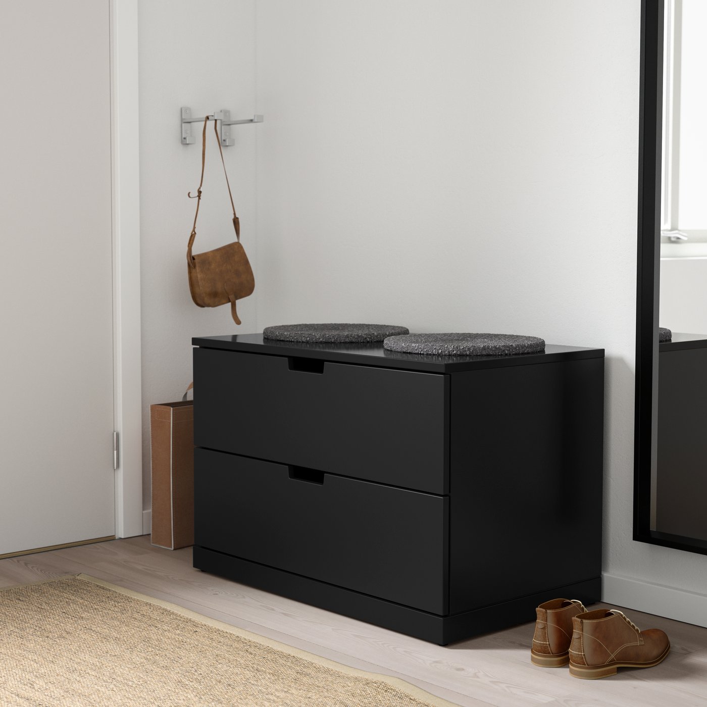 IKEA NORDLI byrå med 2 lådor, antracit, 80x54 cm