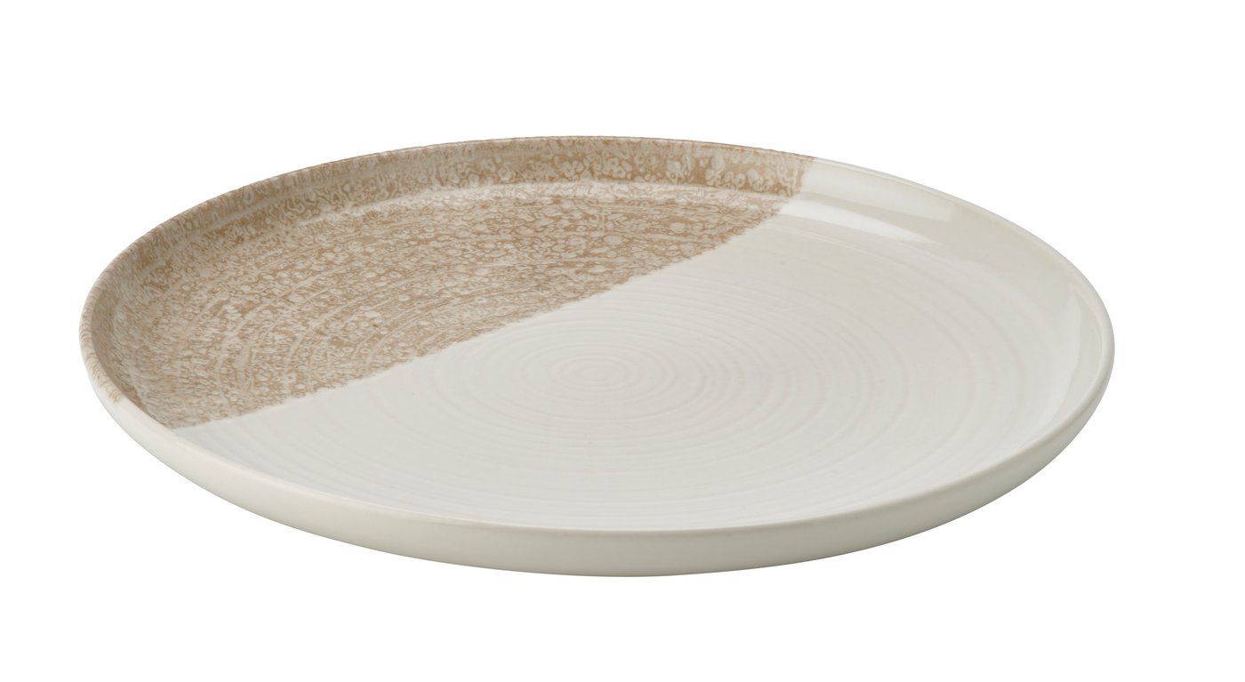 IKEA KRUSTISTEL tallrik, mönstrad/ljusbeige, 25 cm