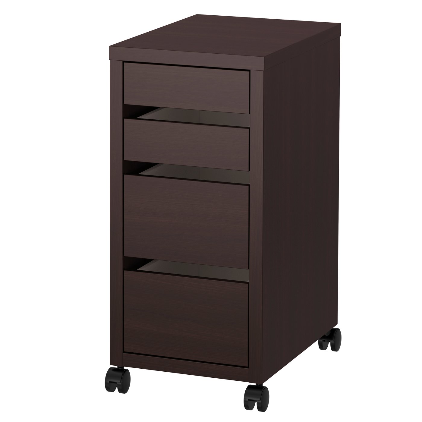 IKEA MICKE hurts på hjul, svartbrun, 35x75 cm, lådhurts på hjul